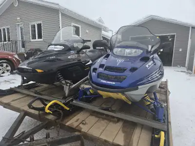 2 Snowmobiles For Sale with Trailer: $10,000. Trailer is not available for individual sale. 2003 Ski...