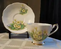 Queen Anne Fine Bone China Tea Cup & Saucer Yellow Primrose