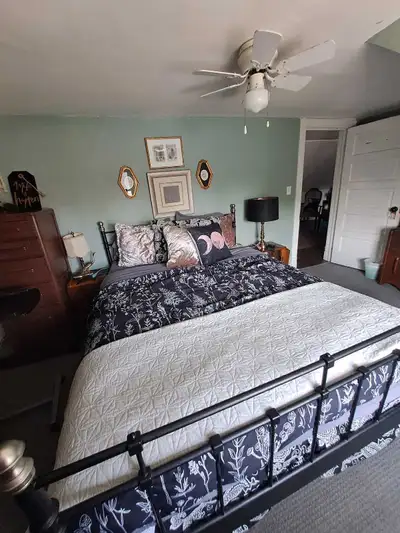 The room is centrally located private furnished room in a spacious heritage home. Queen sized high e...