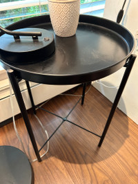 CANVAS Slate Round Metal Sofa Side Table With Removable Tray