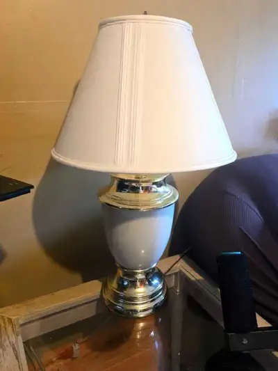 Pair of Classic Ceramic & Brass Table Lamps, View more