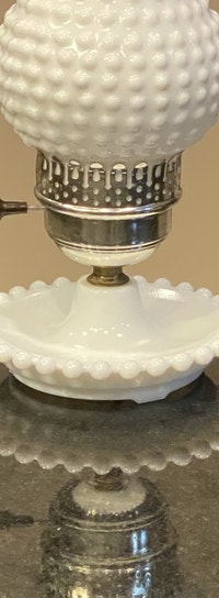 Vintage Fenton Hobnail Milk Glass Lamp