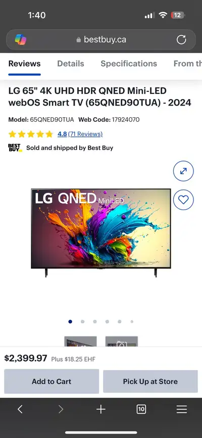 LG 65" 4K QNED Smart TV, View more