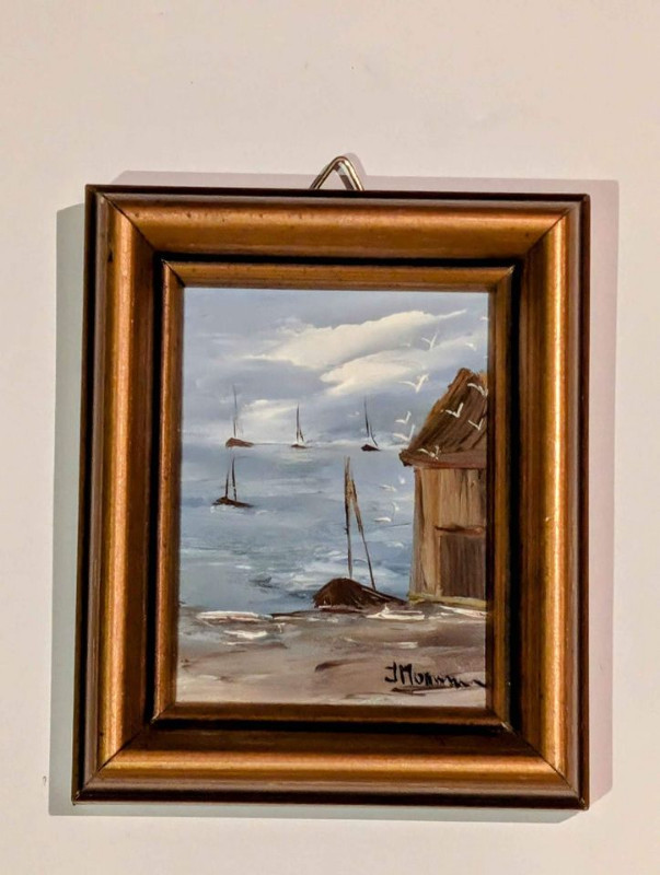 Joanne Modderman, Collectible Miniature Oil Painting Boats Beech in Arts & Collectibles in Ottawa - Image 2