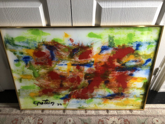 Abstract Plexiglas Painting  Listed Artist Max Epstein 1932-2002 in Arts & Collectibles in Markham / York Region - Image 3