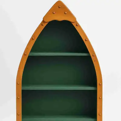 Handmade Wooden Boat Shelf – Rustic Cottage Bookshelf, View more