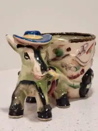 Antique Japanese Donkey and Cart Planter.  Plant Pots.  Kitsch 