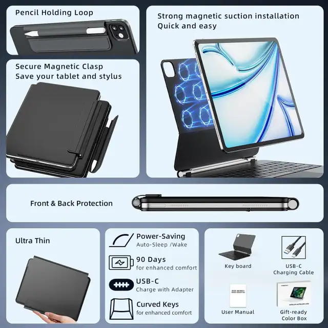 RAYMCRAFT iPad Air 13" / iPad Pro 12.9" Wireless Keyboard Case – in iPads & Tablets in City of Toronto - Image 8