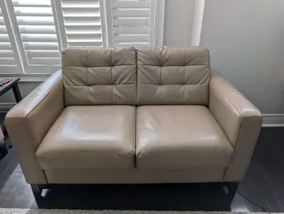 Taupe Faux Leather Loveseat, View more