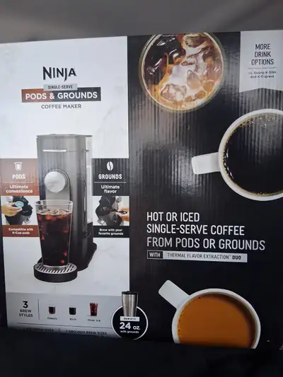 NEW. Never opened, in its original packaging. . Selling a Ninja Single Serve Dual Brew Coffee Maker....