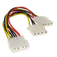 2 Way 4 pin PSU Power Splitter Cable LP4 Molex 1 to 2 Lead, NEW
