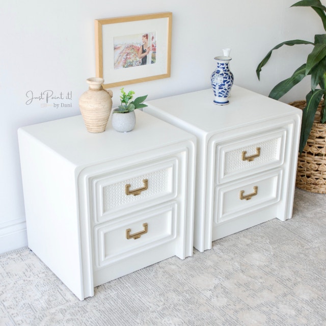 Creamy Off White with Caning Night Stand SET Coffee Tables