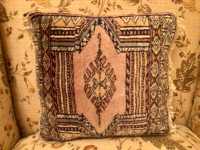 Antique Geometric Persian Carpet Throw Pillow Cushion 12” x 12”