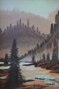 Original Winter OIL On Canvas Painting - Signed 19 X17 Inches
