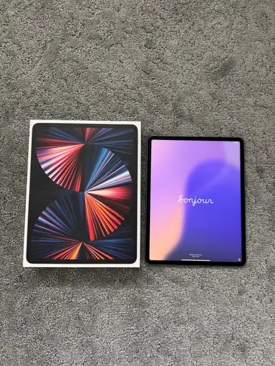 For sale is my space grey 5th generation iPad Pro M1 cellular with a 12.9 inch display and 1tb of st...