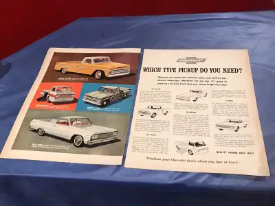 1964 Corvair 95, El Camino. Stepside, Fleetside 2 Pg Original Ad, View more