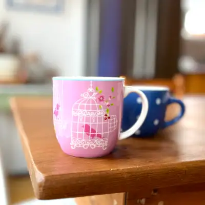 Vintage Ceramic Mugs Cups Maxwell & Williams Aviary Pink & Blue, View more