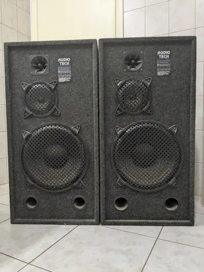AUDIO TECH Floor / Tower Speakers with 12" Woofers 250 Watt Each, View more