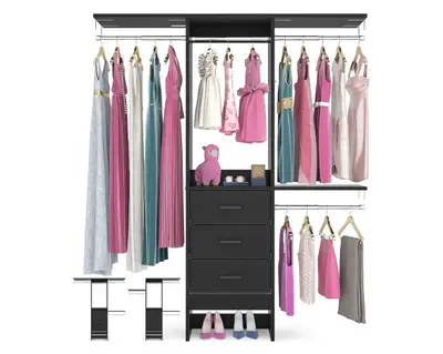 4FT Small Closet System with 3 Fabric Drawers, 48'' Closet Organ, View more