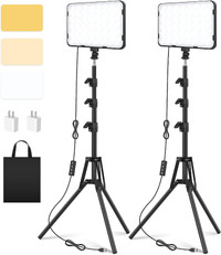 2 Pack Photography Video Lighting Kit, LED Video Light with 62''
