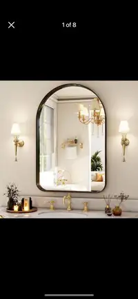 30"x20" Arched Bathroom Mirror - Modern Black Mirror for Wall wi