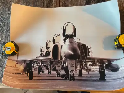 5 – 18” X 24” Plastic laminated Fighter Jet Pictures. Includes F-4 Phantom, F-14 Tomcat, F-15 Eagle,...
