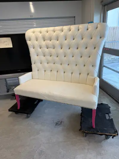 White high back leather diamond studded chair, View more