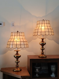 Capiz shell and brass lamps