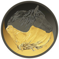 2020  SILVER GOLD PLATED COIN " BLACK AND GOLD Canadian Horse