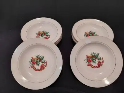 Christmas Dishes - Porcelain Sonata Noel Salad/Soup Bowls, View more