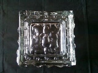 Heavy square glass candle holder or trinket dish
