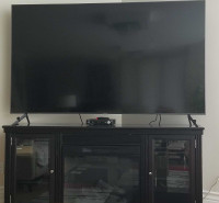 BLACK WOOD FIREPLACE/ TV STAND