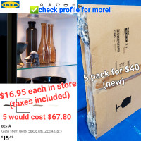 Must Go! 5 pack Ikea BESTÅ Glass Shelves 56x36cm 22x141/8"
