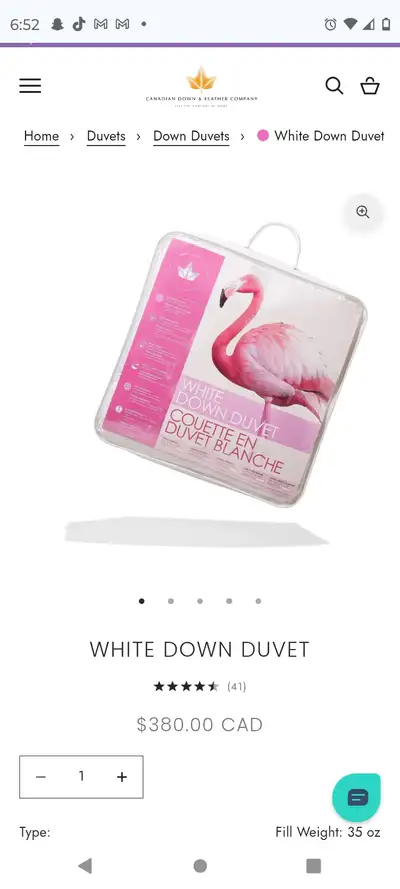 New Canadian Down and  Feather Company Queen Duck Down Duvet, View more