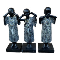 Wooden Symbolic Cultural Figurines Statues Black White
