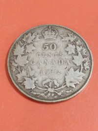 VG 1912 Canada George V .925 silver half dollar KM #25