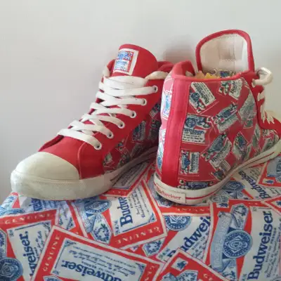 BUDWEISER ITEM M146 LABEL SNEAKERS SIZE 9M VERY RARE, View more