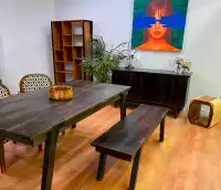 Solid Rosewood Dining Table & Bench