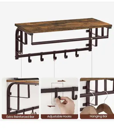 Entryway/Bathroom Coat/Towel Rack/Shelf, View more