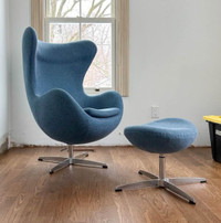 Blue Egg Chair with Ottoman