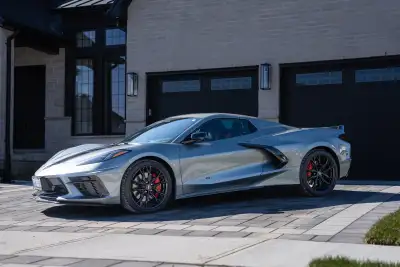 Like-new 2024 Corvette Stingray Convertible with just 1,400 km. Finished in rare Hypersonic Grey Met...