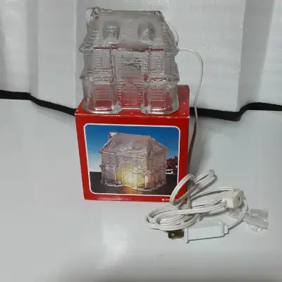 Vintage 1980s Style House bed table mantle light crystal mansion, View more