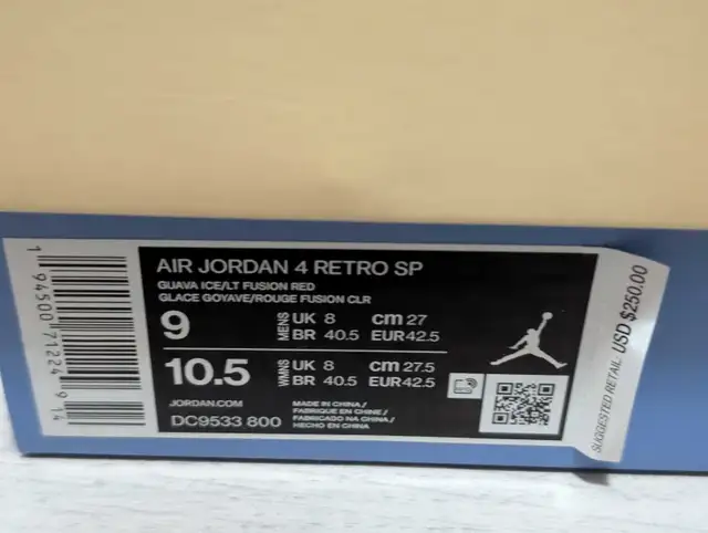 DS Air Jordan x Union Guava 4 - Size 9 in Men's Shoes in Mississauga / Peel Region - Image 7