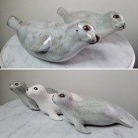 Large Handmade Stoneware Mother & Baby Seals by Andersen Design