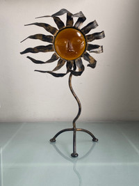 Iron and Glass Sun Candle Holder