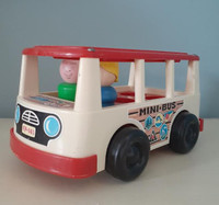 Vintage 1969 Fisher Price Little People Mini Bus with 2 people