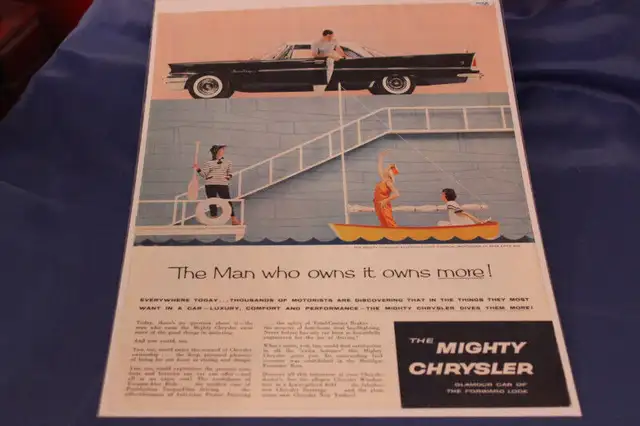 1958 Chrysler Saratoga Saks Fifth Ave Original Magazine Ad in Arts & Collectibles in Calgary - Image 2