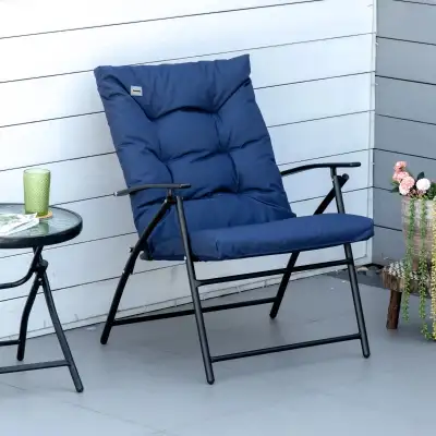 Blue Foldable Lounge Chair, Fabric Upholstered Recliner, View more