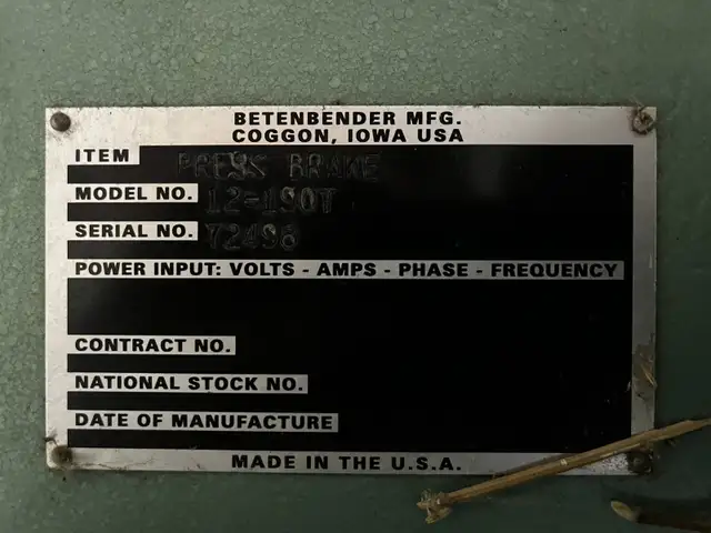 Betenbender Press Brake in Other Business & Industrial in Cambridge - Image 4