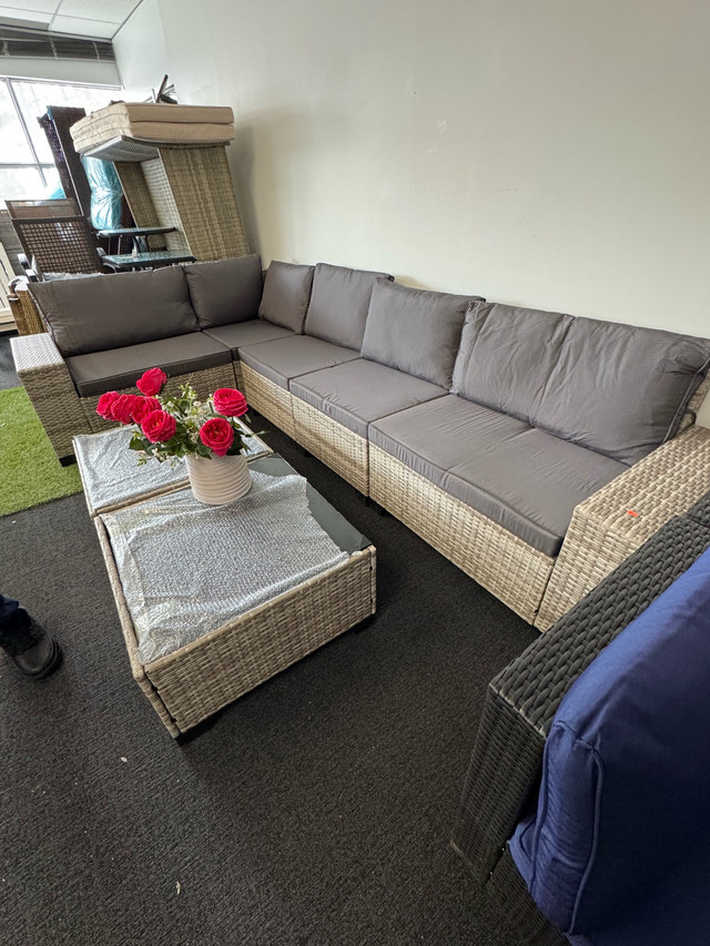 7-Piece Patio Sectional – Grey Cushions, Brand New in Patio & Garden Furniture in Markham / York Region